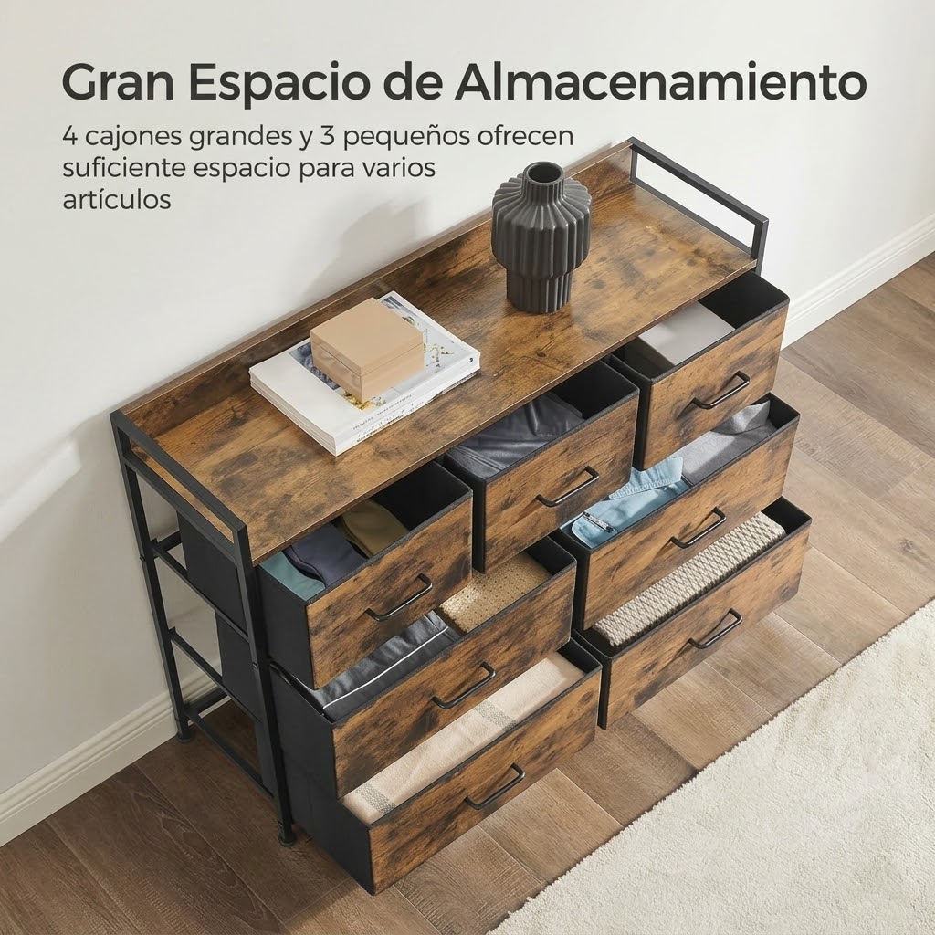 Cómoda SONGMICS: mueble organizador de tela con 7 cajones, asas y estructura metálica resistente, ideal para dormitorio. - Bild 4