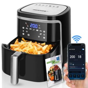 Freidora de Aire sin Aceite XXL 7L,1900W, Inteligente. Conexión Wifi.Pantalla LED táctil, 7 funciones preestablecidas Libre de BPA REGALO: 1,7L Hervidor Eléctrico