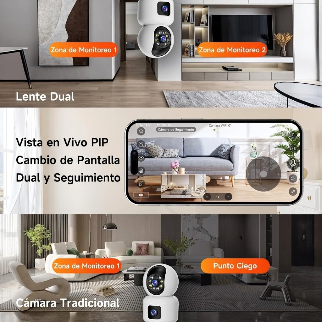 Cámara de seguridad inteligente 3 MP 2K, monitor para bebés y cámara para mascotas, visión nocturna a color, detección de movimiento, instalación fácil, almacenamiento en la nube o tarjeta SD. - Imagen 2