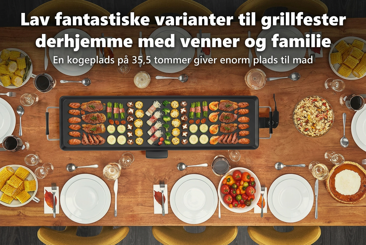 Elektrisk grillplade 90x23 cm, stenbelagt non-stick overflade, 2000 watt - Image 3