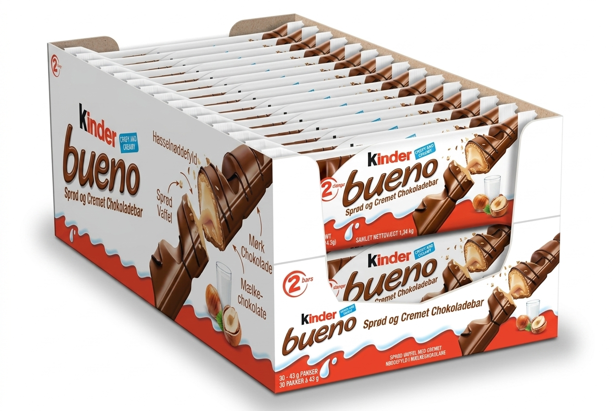Kinder Bueno mælkechokolade med hasselnødcreme 30 stk á 43 g - Image 2