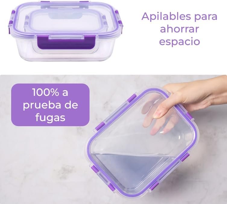 Recipientes de Cristal Para Alimentos - 24 Piezas (12 recipientes y 12 tapas) - Apto lavavajillas - Imagen 2