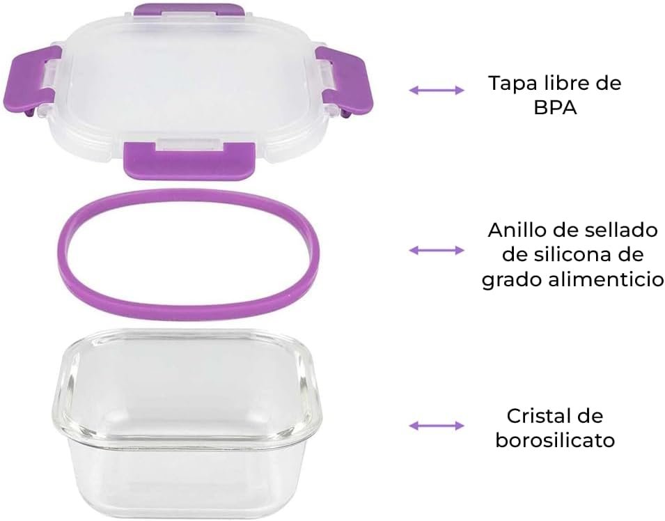 Recipientes de Cristal Para Alimentos - 24 Piezas (12 recipientes y 12 tapas) - Apto lavavajillas - Imagen 3